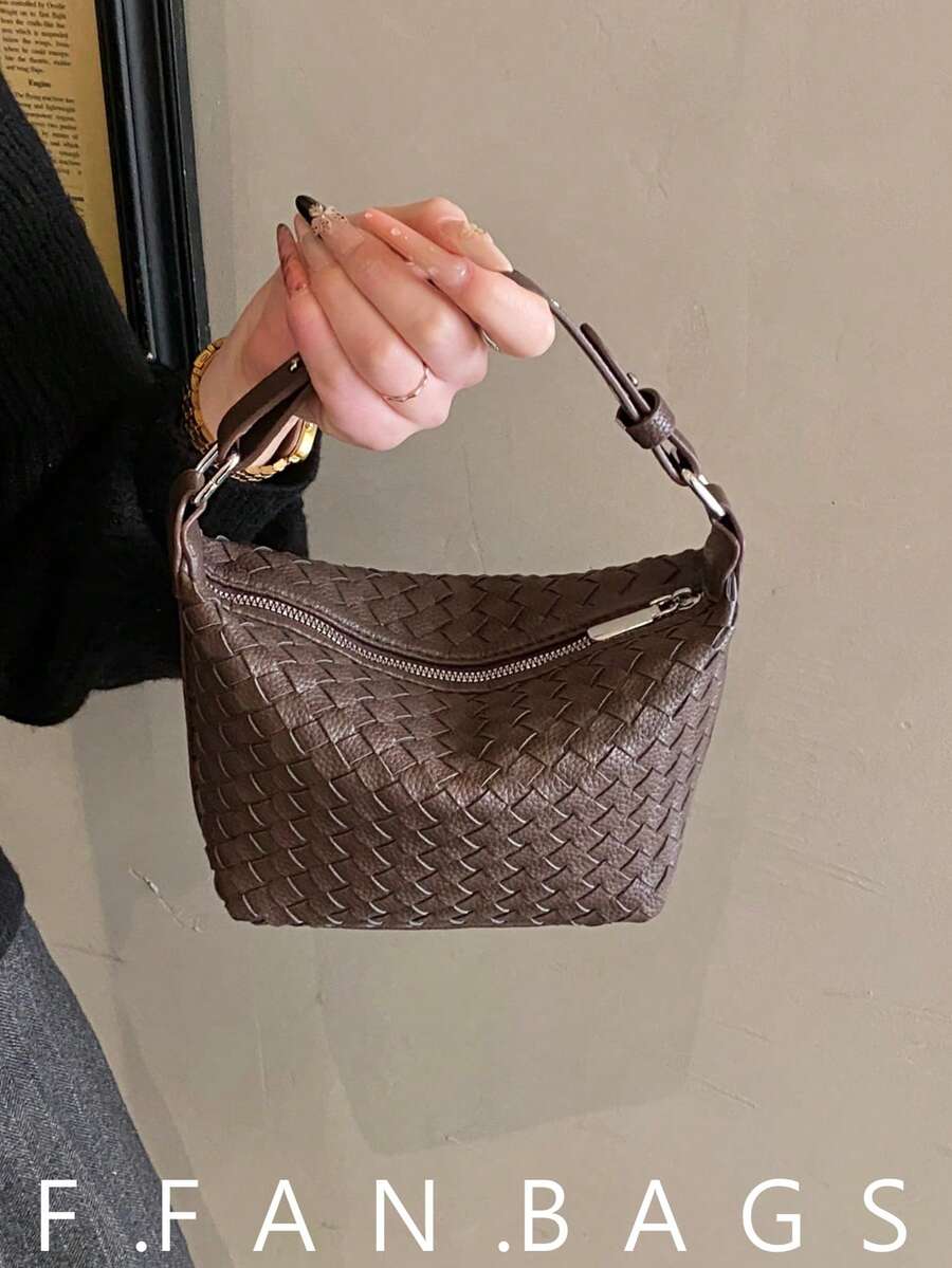 Super Popular Woven Handbag For Women 2026 New Style Large Capacity Internet Celebrity Shoulder Bag Versatile Crossbody Bag - Coffee - View 1