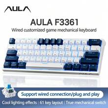 AULA F3361 機械鍵盤 可自定義熱插拔 61鍵 黑光電競鍵盤 FN多媒體 機械軸 靈敏 有線鍵盤 適用於滑鼠 辦公室 家用 筆記電 PC 電競遊戲 - 查看 10