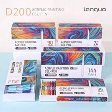 Languo 新款 Clicker D-200 大容量可換芯凝膠筆 54/72/90/144 色禮盒裝，書寫順滑、色彩鮮豔、柔軟橡膠材質，6 支/包，漸層色，可用作書寫筆、螢光筆，0.7mm 筆尖，透明筆桿，適用於繪圖、標記、學生筆記、手工製作、辦公使用等 - 彩色 - 查看 3