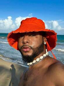 1pc Men's Street Fashion Drawstring Brim Bucket Hat, Adjustable Chin Strap Design, Distressed Frayed Edge Treatment, Soft Fabric, Sun Protection & Windproof, Versatile Style, Suitable For Travel, Beach, Casual Daily Wear - Anti-aging A-type - View 14
