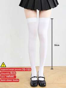 STAR RIVER 1雙黑/白矽膠防滑過膝襪，女款JK襪 40/50/70cm 超長款，薄款大腿襪 日系甜美 - 彩色 - 查看 16
