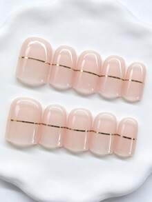 Shecass 10 piezas de uñas postizas hechas a mano, uñas cortas para vacaciones de verano, fiesta de graduación - Multicolor - Ver 2