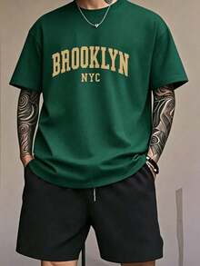 Men T-Shirt Co-Ords - Green - View 1