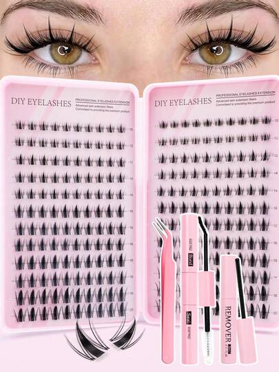 240pcs Fairy False Eyelashes Set, Summer Makeup Tool, Natural & Delicate, Create Exquisite Cartoon Eye Makeup, Mixed Length Design, Easy To Trim, Suitable For Different Eye Shapes, Reusable, High Cost-Performance, Perfect For Makeup Beginners, Manga Lashes