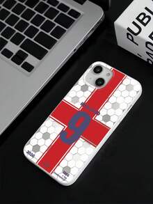 1 pieza Funda de teléfono con la Cruz de San Jorge #9 de la Selección Nacional de Inglaterra, Funda de teléfono de fútbol, Accesorio diario para fans de fútbol, Adecuado para temporada de partidos, Cumpleaños, Navidad, Acción de Gracias, Regreso a la escuela, Ocasiones con tema de la Copa del Mundo, Compatible con Funda de & Funda de Galaxy, Compatible con iPhone 17, Compatible con iPhone 17 Pro, Compatible con iPhone 17 Pro Max, Funda de teléfono, Accesorios de teléfono, - Blanco - Ver 6
