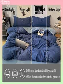Set di biancheria da letto blu da 3 pezzi, 1 copripiumino e 2 federe, tessuti per la casa comodi e morbidi, morbidi e delicati sulla pelle, disponibili in più colori, biancheria da letto per dormitori di ragazzi e ragazze, decorazione per la casa semplice e alla moda, biancheria da letto morbida e comoda per la camera da letto, set alla moda, lavabile in lavatrice senza imbottitura - Blu - Visualizzare 7