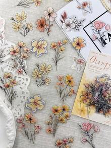 1 Pack 20pcs Matte Watercolor Floral Stickers, Vintage Journal DIY Collage Material For Diary - Flowers In a Dream - View 11