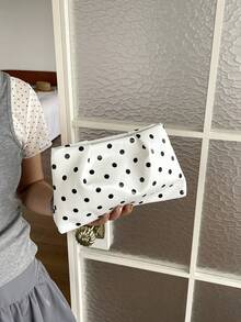 Tas Tangan Kecil Polkadot Chic untuk Wanita, Desain Niche Baru Musim Panas 2026, Clutch Kasual Mewah untuk Kantor dan Perjalanan - Putih - View 8