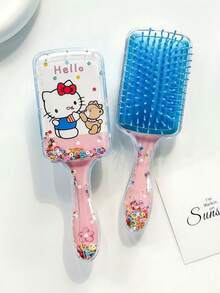1件 MINISO Hello Kitty 亮片流體沙發梳，可愛泰迪熊漂浮亮片氣墊按摩梳，適合返校季，女性運動後清爽護髮梳 - 彩色 - 查看 8