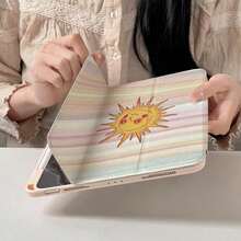1pc Striped Sun Print Tablet Protective Case With Pen Slot, Multi-Angle Magnetic Stand, Auto Sleep/Wake Support, Compatible With IPad PRO/AIR, Pad 5/6/7, MatePad - Multicolor - View 3