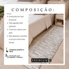 Tapete Passadeira Cozinha Corredor Rústico 1,30m x 45cm Bege Claro Jacquard Artesanal de Tear Lavável Antiderrapante - Caramelo - Visão 7