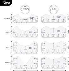 5-Piece T-Shirt Ruler Set For Aligning Vinyl Materials, T-Shirt Ruler For Centering Designs, PVC Measuring Templates, Sewing Accessories And Tools, Suitable For  Heat Transfer Vinyl Materials (Blue) - Tshirt Ruler-18 - View 3