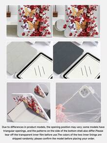 酒紅色蝴蝶 2D 平板保護殼，相容 iPad Air 11 吋 M3 2025/M2 2024、Air 第 5 代 2022、(A16) 11 吋第 11 代 2025，相容 Galaxy Tab、Kindle Paperwhite 第 12 代 2024，透明背板，時尚圖案保護殼，自動睡眠/喚醒功能，氣墊保護，適合禮品與辦公使用 - 彩色 - 查看 7