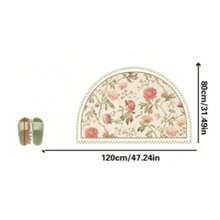 1pc Fresh Peony Flower Half-Round Doormat, Small Rug, Welcome Mat, Carpet, Fan-Shaped Rug, Outdoor Doormat, Kitchen Rug, Home Decor, Front Door Mat, Area Small Rug, Outdoor Mat, Home Decor, Area Rug, Garden Rug, Washable Carpet - Multicolor G - View 15