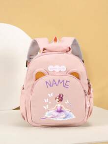 1pc Mini Back To School Personalized Bear Backpack, Versatile Casual Ballet Cartoon Girl Butterfly Print, Zipper Closure, Nylon Material, Adjustable Shoulder Strap, Hand-Carry, Suitable For School, Shopping, Daily Outings, Birthday Gift - Multicolor - View 25