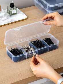 2/1pc 4-Compartment Transparent Storage Box, Suitable For Jewelry, Hair Accessories And Hair Clips, Practical Dust-Proof Desktop Organizer - Multicolor - View 3