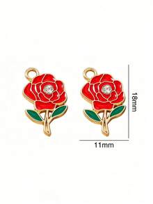 10/20/100PCS Rhinestone Rose Flower Pendant DIY Alloy Jewelry Accessories Earrings Necklace Charm Pendant Box Packaging Hanging Decoration - Rose - View 3