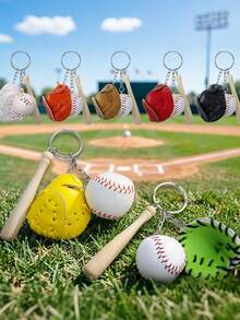 Llavero de béisbol personalizado con nombre, llavero deportivo personalizado, colgante de bolsa de béisbol, soporte para llaves de coche, regalo único para fanáticos del béisbol - Multicolor - Ver 7