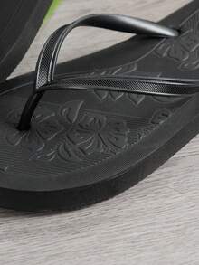 女款平底夾腳拖鞋 夏季海灘涼鞋，適合海邊度假，舒適時尚百搭，適用淋浴與戶外穿著 - 黑色 - 查看 7