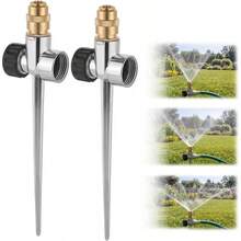 Garden Lawn Sprinkler (2pcs), Metal Nozzle With Aluminum Alloy Ground Stake Base, Adjustable Brass Nozzle, Suitable For Yard, Garden, Vegetable Patch And Small To Medium Lawn Irrigation - View 1