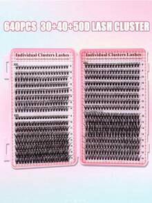 450pcs DIY False Eyelashes - Suitable For Beginners To Use At Home, Comes With 4 Mixed Styles, Can Create Versatile Looks For Any Occasion. Includes Eyelash Clusters, Eyelash Glue, Makeup Remover And Sealing Tweezers Tool, Can Be Applied At Home - Black - View 11