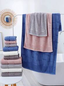 1-Piece Pure Cotton Grey Bath Towel Or Kitchen Small Towel, Jacquard Pattern, Absorbent And Quick-Drying, Suitable For Both Men And Women All Year Round, Suitable For Bathroom, Hotel, Swimming, Festival Gift, Travel Outdoors, School, Home - Grey - View 5