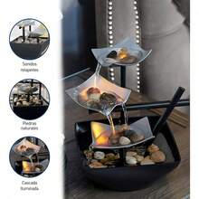 Decorative Fountain For Home And Garden With LED Lights - Black - View 4