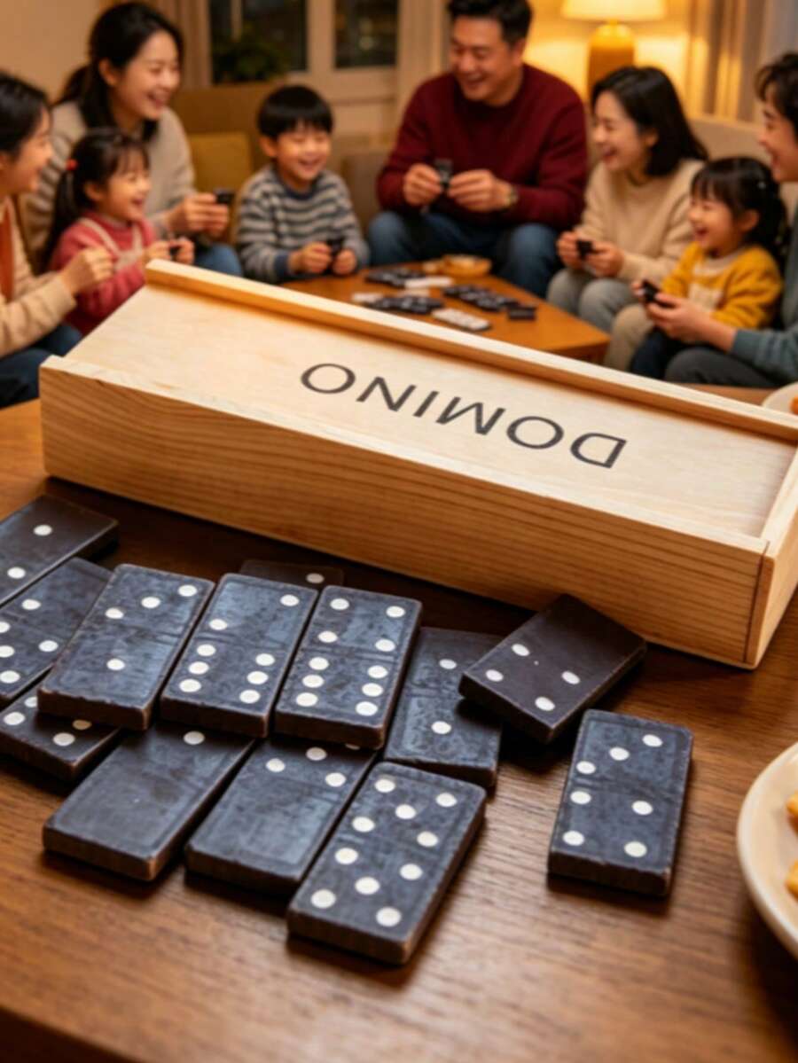 28片黑色骨牌組,經典桌面互動棋盤遊戲,成人教育學習玩具,家庭派對休閒遊戲 - 多米諾 - 查看 1