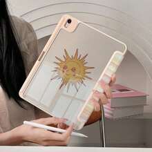1pc Striped Sun Print Tablet Protective Case With Pen Slot, Multi-Angle Magnetic Stand, Auto Sleep/Wake Support, Compatible With IPad PRO/AIR, Pad 5/6/7, MatePad - Multicolor - View 4