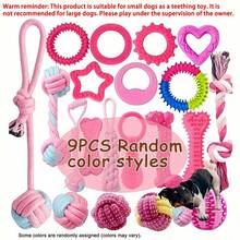 9pcs Random Color Dog Chew Toy Set - Braided Rope Knots And TPR Rubber Teeth Cleaning Toys Suitable For Small Dogs, Cute Puppy Ball Interactive Chewing Toys - Multicolor - View 11