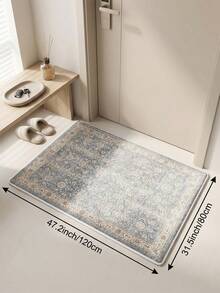 1pc Persian Floral Light Blue Distressed Living Room Rug, Suitable For Kitchen, Dining Room, Bedroom, Room Holiday Decor, Indoor/Outdoor, Office, Lobby, Non-Slip Doormat, Bathroom Rug, Hallway, Study Gaming Area Rug - Dusty Blue - View 21
