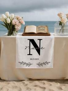 Customized Wedding Table Runner, Suitable For Sweetheart Table Decor, Customizable Name, Perfect For Newlywed Table Decoration And Coordinated Venue Setup, Creating Sweet Romantic Event Details And Customized Wedding Display - White - View 8