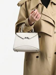 Damen-Handtasche mit strukturiertem Griff, minimalistische weiße Satchel-Handtasche, Pendler-Büro-Schultertasche, Designer-Stil-Handtasche, Luxus-Designer-Tasche - Weiss - Übersicht 6