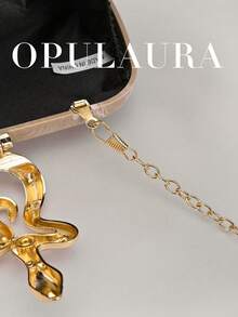 OpulAura 1件水波紋壓克力精緻小手提包，飾有亮片鍊條與蛇頭鎖扣，時尚手拿包，適合晚裝，完美適用於正式派對、婚禮、雞尾酒會等場合，送給女性的絕佳禮物 - 杏色 - 查看 7