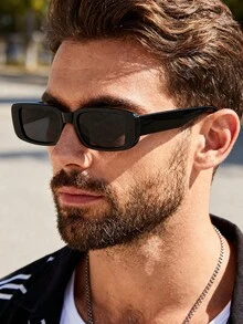 1 Pair Men's Geometric Plastic Frame Street Style Personalized Sunglasses, Travel Beach UV Protection Accessory - 彩色 - 查看 5