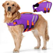 Dog Life Jacket, High Buoyancy Dog Swimming Vest, Suitable For Swimming, Boating; Tear-Resistant Reflective Pet Swim Vest, Fits Small, Medium, Large Dogs, Pool Floating Style, Adjustable Dog Swimming Safety Vest - Purple - View 15