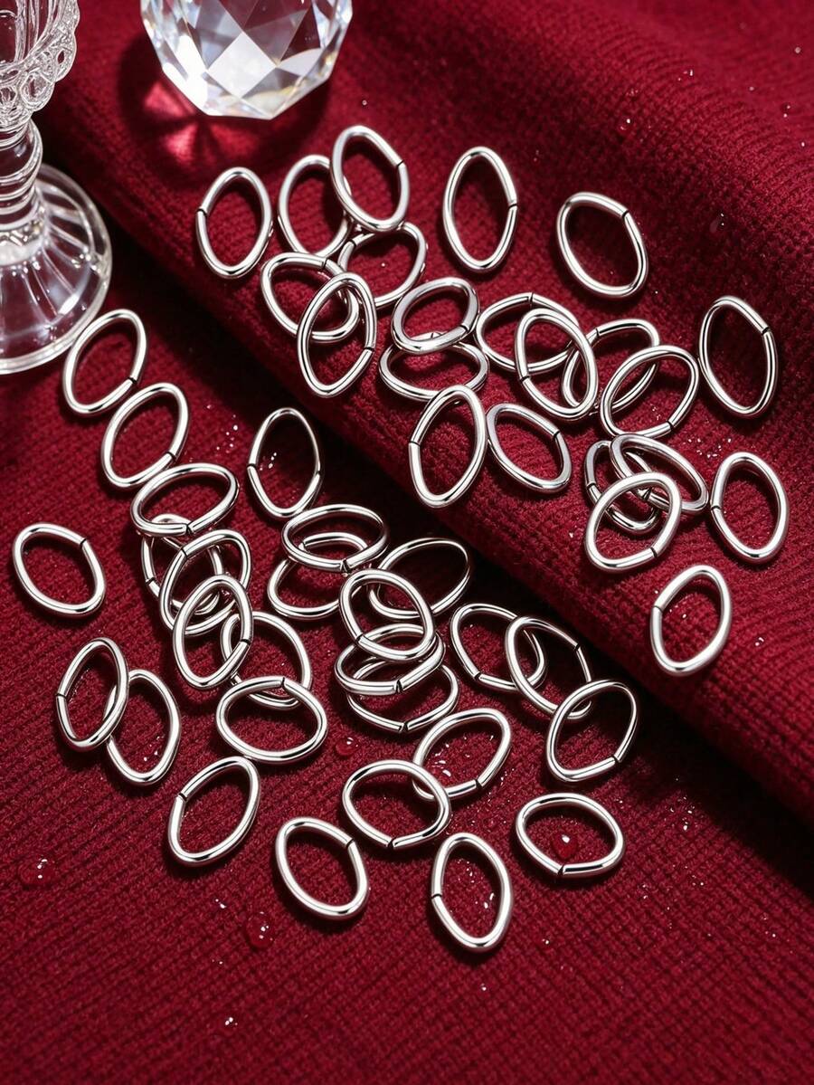 200pcs Stainless Steel Oval Split Rings, For Jewelry Making, DIY Accessories, Double Loop Open Connectors - Silver 1 - View 1
