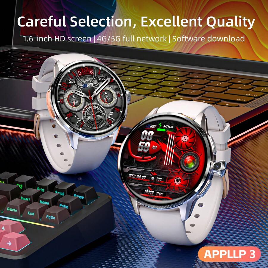 LOKMAT Smartwatch Features A 1.6-Inch AMOLED HD Full Touchscreen, A 4G Smartwatch/Phone Fitness Tracker With A SIM Card Slot, WiFi, GPS, And SOS Functionality, And A HD 180° Rotating Camera
