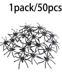 1/50pcs Halloween Realistic Plastic Spiders Black Fake Spiders Fake Spiders Prank Props For Halloween Home And Party Decor For Haunted House & Yard Decor, Perfect For Halloween Party, Haunted Attraction, Zombie Themed Bash,Garden Decor Outdoor - Multicolor - View 10