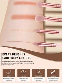 6/22pcs Pink Makeup Brush & Accessory Set, 15 Soft Face & Eye Brushes, Triangle Powder Puff, Mini & Large Water Drop Makeup Sponges, Multi-Functional Reusable Makeup Tools, Suitable For Daily Full Face Makeup - Pink - View 2