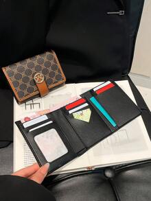 Women's Letter Print Tri-Fold Wallet With Coin Purse & Card Holder, Large Capacity, Travel Essential, Versatile. - Coffee - View 8