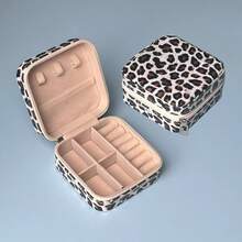 1pc Leopard Print Jewelry Box, Portable, Can Store Accessories, Small & Exquisite, Good For Earrings, Rings, Necklaces, Also Suitable As Travel Accessory, Great For Party Photos And Holidays - Jewelry Box - View 7