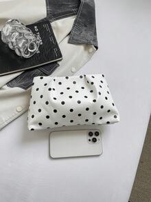 Tas Tangan Kecil Polkadot Chic untuk Wanita, Desain Niche Baru Musim Panas 2026, Clutch Kasual Mewah untuk Kantor dan Perjalanan - Putih - View 6