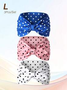 3 pièces Bandeau ultra large à pois et nœud, accessoire de cheveux élégant et décontracté pour femme - Multicolore - Voir 12