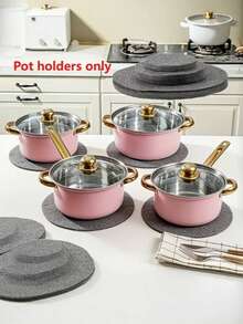 24/12/6/3Pcs 3 Sizes Pot Pan Protectors, Anti-Scratch Heat Resistant Dish Separating Pads, Durable Wearproof Cookware Divider Mats For Stacking Plates Bowls Kitchen Storage Accessories - View 5
