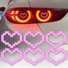6 Stück Mosaik Pixel Herz Rückleuchten Aufkleber - Kreatives Retro Design für Rückleuchten/Scheinwerfer, Rosa Niedlich Universell Passend, Wasserdicht Sonnenschutz Auto Dekoration - A - Übersicht 1