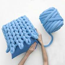 Cotton Polyester Super Chunky Arm Knitting Yarn 25m, Thick Hand Knitting Roving Yarn For DIY Blankets Scarves Sweaters - Blue - View 3