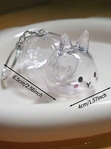 Bunny Pet Hair Keepsake Keychain, Transparent Rabbit Fur Storage Bottle With Clip, Cute Animal Memorial Pendant, Pet Hair Collection Charm Gift For Cat Dog Rabbit Lovers - White - View 3