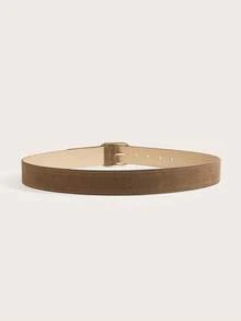 1pc Women's Belt, Boho Belt, Western Belt, Suede Belt, Brown Belt, Belts Y2K, Chunky Belt, Country Belt, Gold Oval Buckle Belt, Simple Versatile, Pants, Dress Women's Belt, Solid Color Casual Elegant Women's Belt, Daily Casual Commute Belt, Academic Style Waist Accessory, Suitable As A Gift, Summer, Music Festival, Beach Vacation, Back To School, School - Brown - View 4
