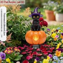 2D Flat - [2D Flat]1pc 2D Flat Acrylic Black Cat & Pumpkin Pattern Garden Stake, Halloween Holiday - Themed Decoration, With Stake Base, Easy To Insert, Perfect For Home, Backyard, Lawn, Outdoor Seasonal Display - A - View 3